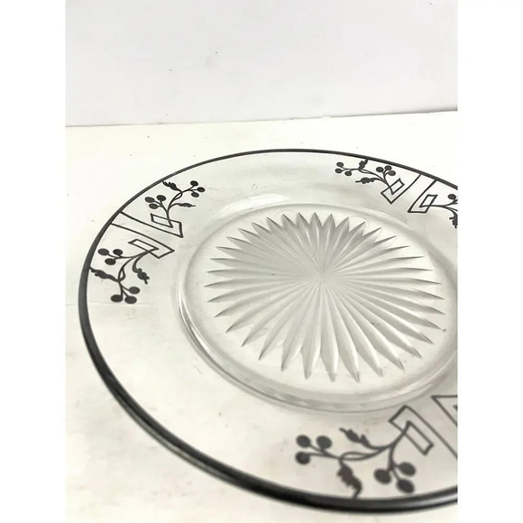 VTG Sterling Silver Overlay Starburst Etched Glass Plate 7.25" - Picture 6 of 16